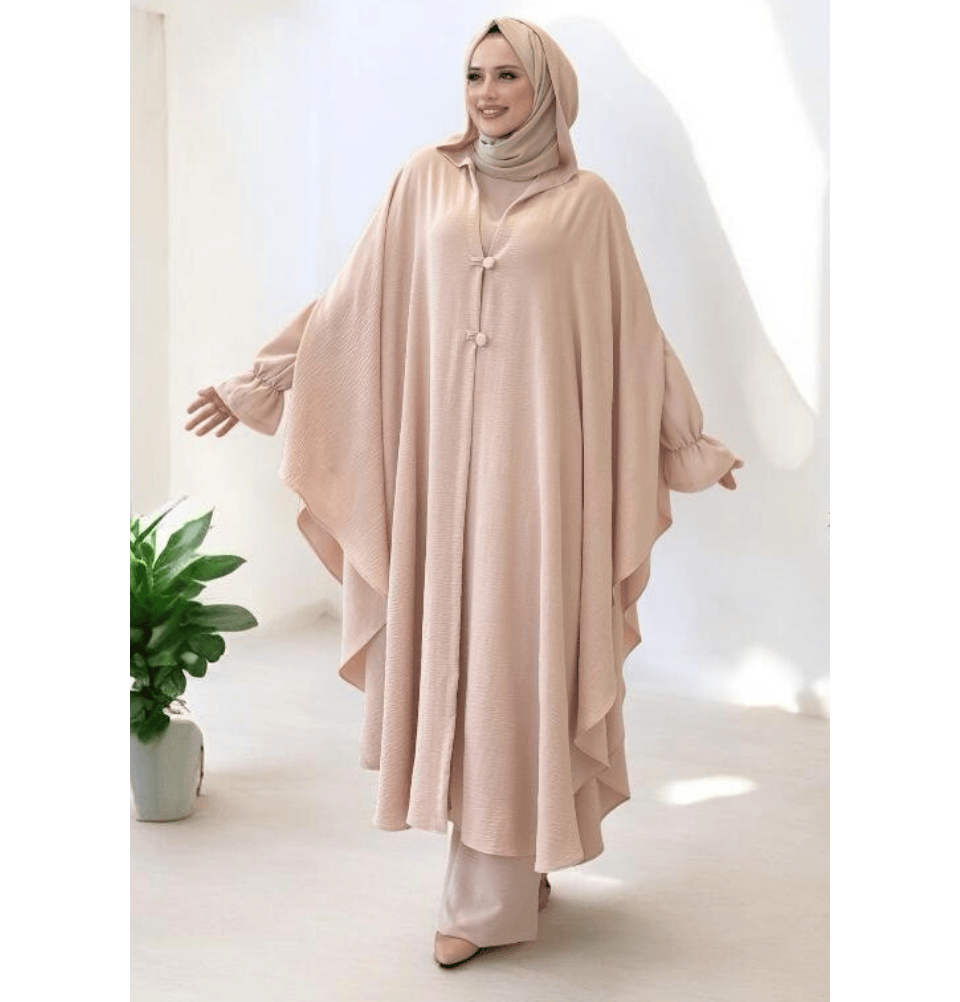 Modest Muslim Woman's 3PC Poncho Abaya
