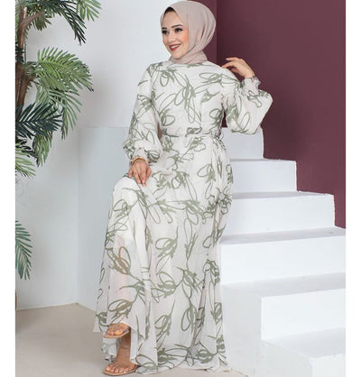 Modefa Dress Modest Women's Dress Abstract 7999-59 - Green