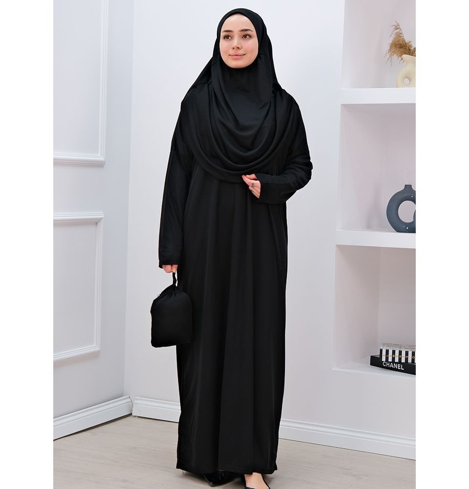 Modest Muslim Girl’s Practical One Piece Prayer Dress - Rich Purple