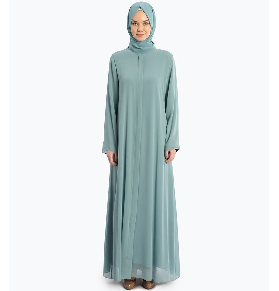 light blue solid dress Modest Women's Abaya 211 little black dress/LBD Neck Size:16 1/2 Fitted waist tops an Mint Green Long Sleeves