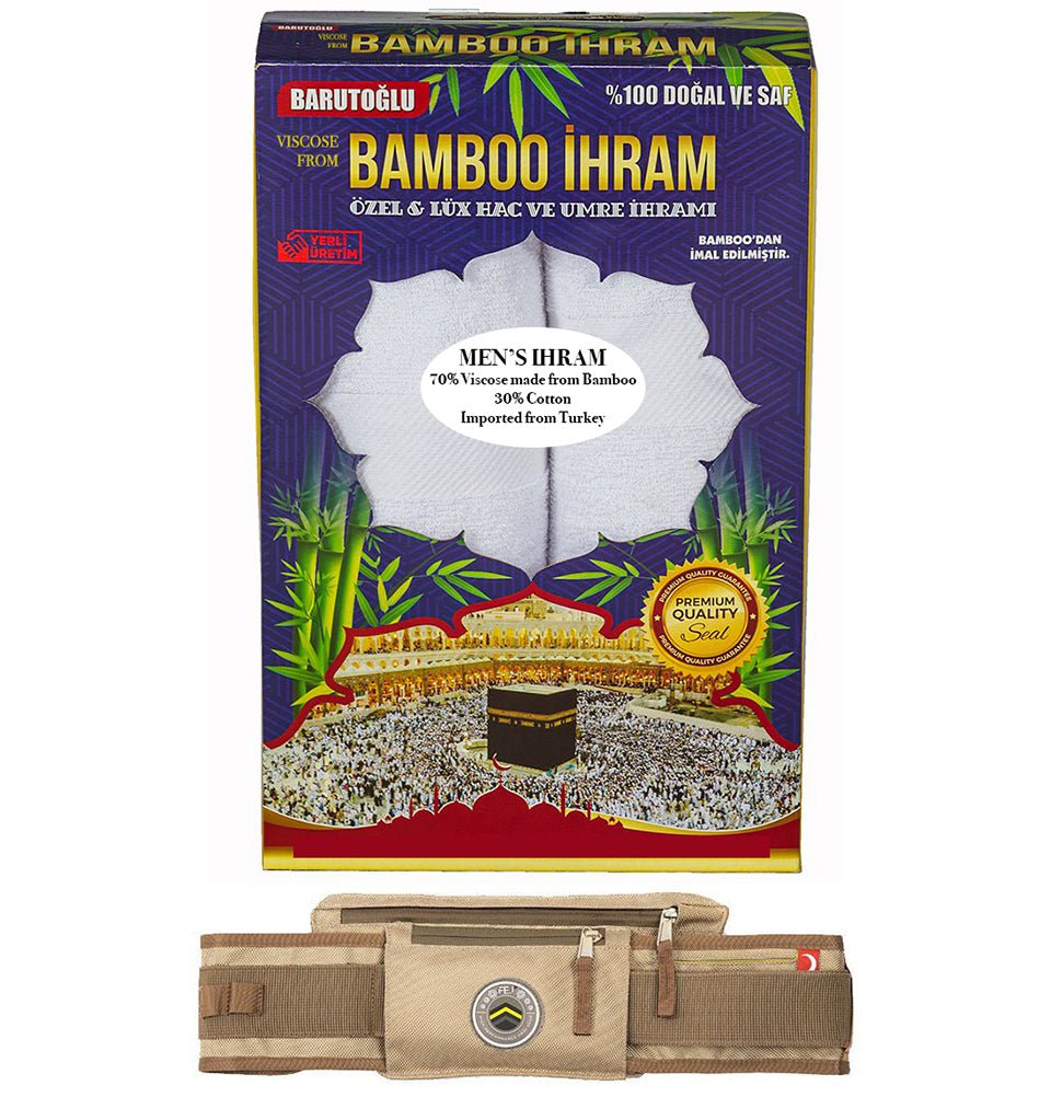 fa fa-gear COMBO: Men's Bamboo Cotton Ihram Set + FEJ Gear Belt