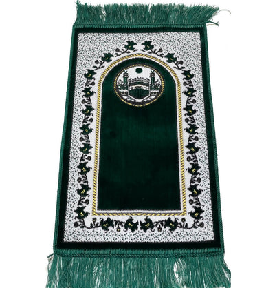 Modefa Kb2 Green Child Velvet Islamic Prayer Rug - Kaba KB2 Green