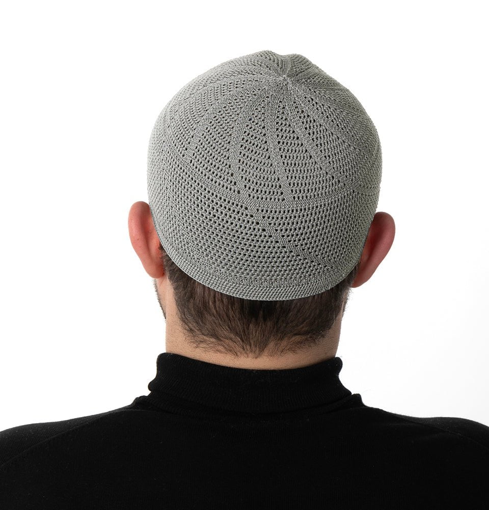 Men's Premium Islamic Dervish Knitted Kufi - Light Grey
