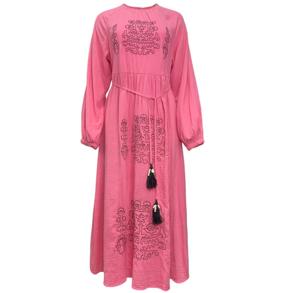 Modest Women's Cotton Dress 28302 - Pink Modest Women's Cotton Dress 28302 - Pink