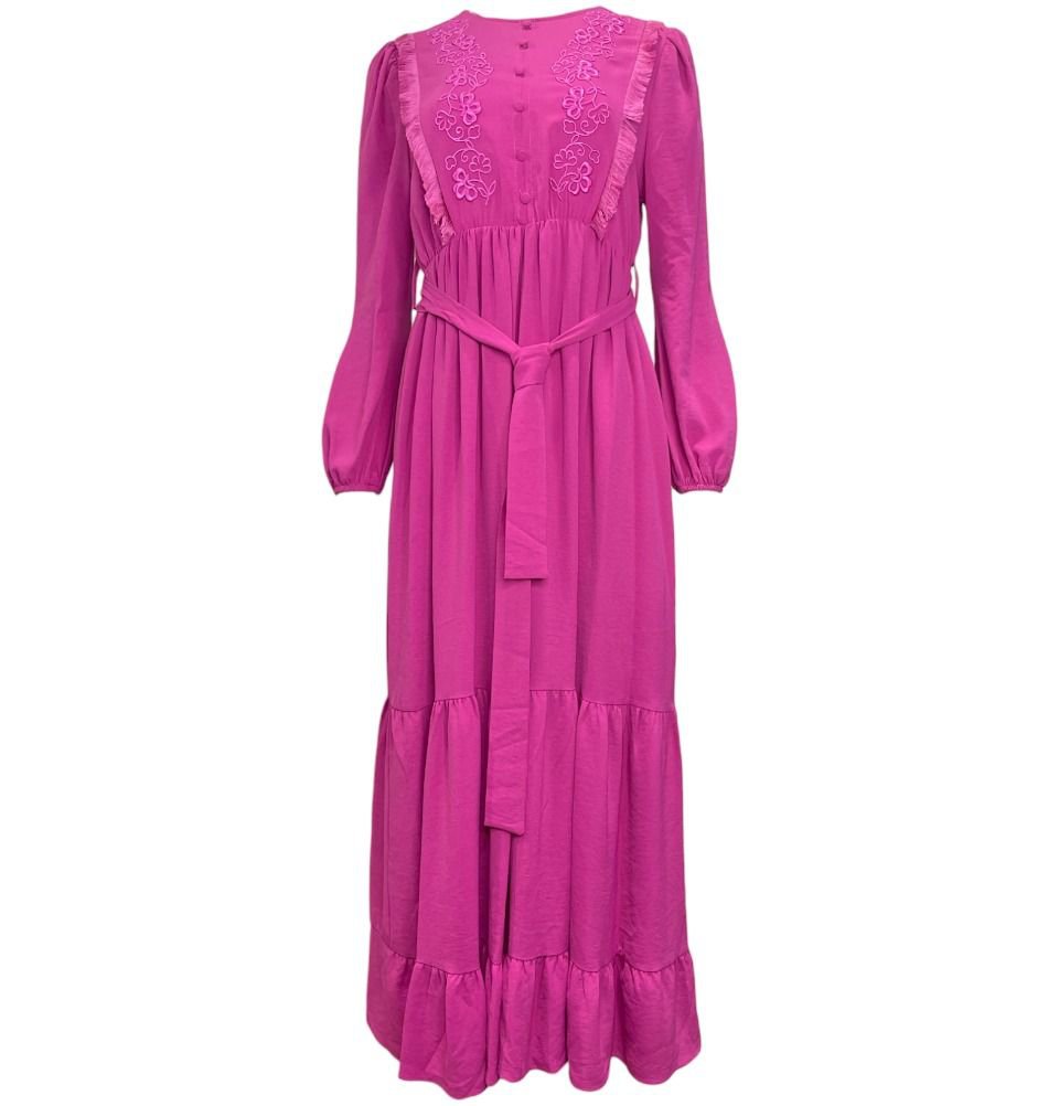 Modest Women's Dress Dainty Floral - Hot Pink Modest Women's Dress Dainty Floral - Hot Pink