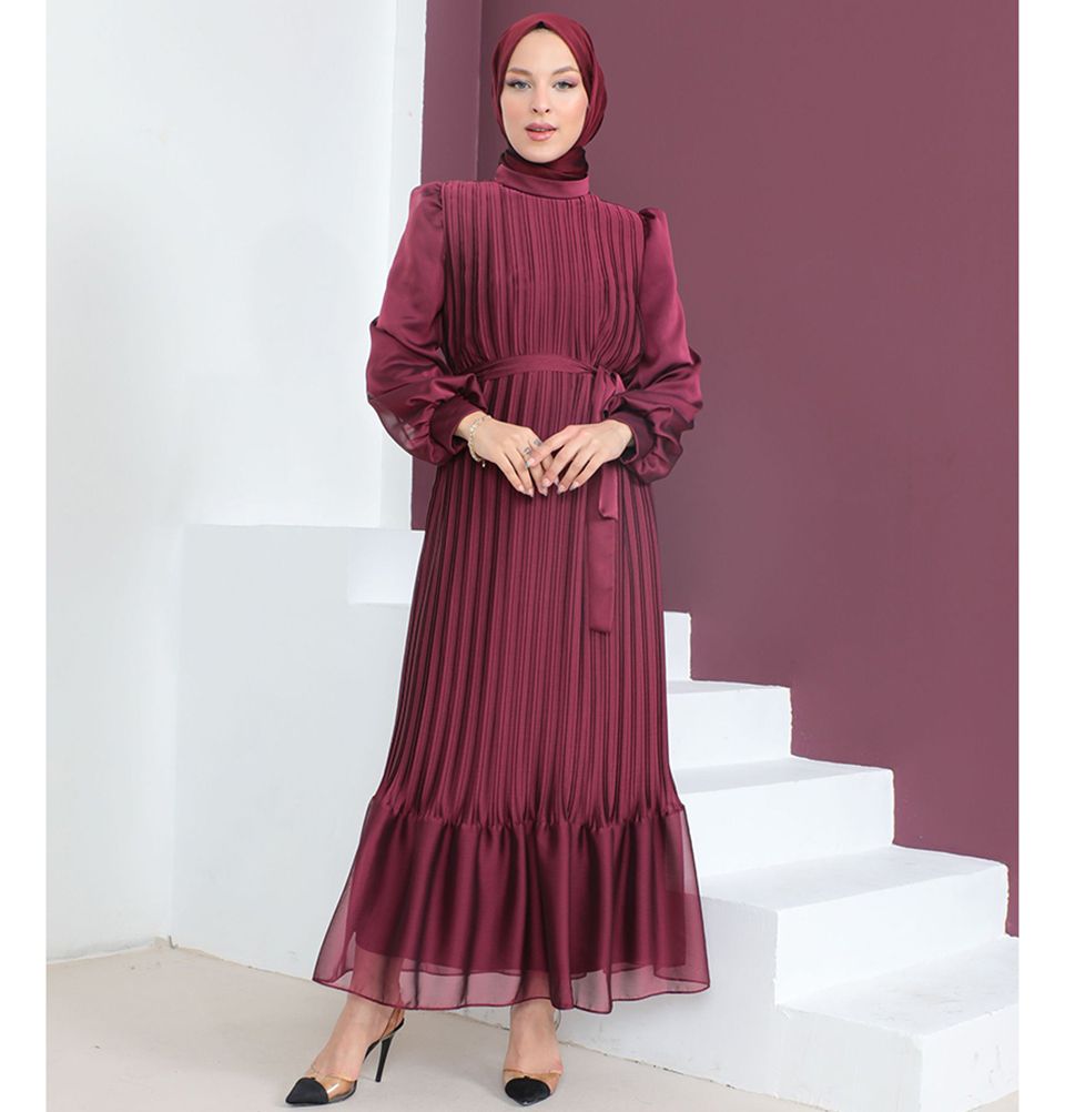 Modest Women's Dress Abstract 9439 - Red main image 1