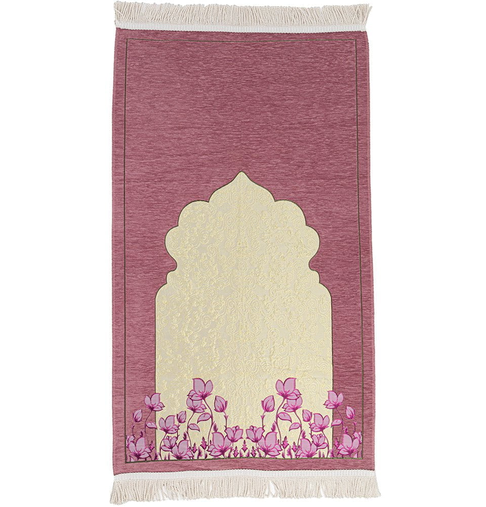 □　画家本人出品 prayer 2022 8,b　A4マット　□ Chenille & Taffeta Islamic Prayer Mat Poppies - Pink