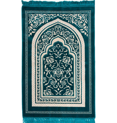 Modefa Prayer Rug Floral Arch - Teal Double Plush Wide Islamic Prayer Rug - Floral Arch Teal