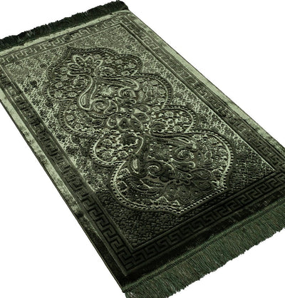 Modefa Prayer Rug Luxury Velvet Islamic Prayer Rug Paisley - Dark Green