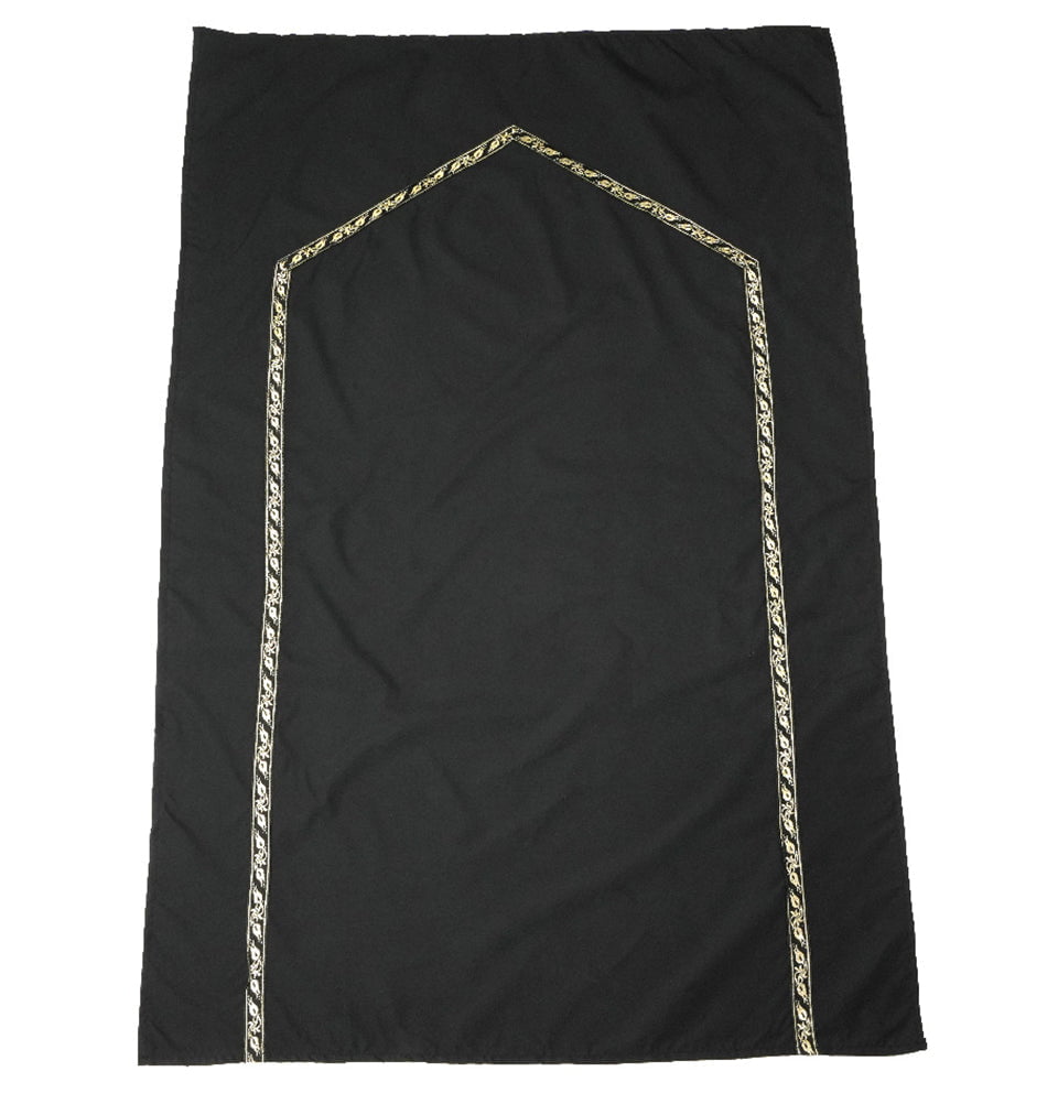 Pocket Travel Prayer Mat with Zippered Case - Black with Gold Tulip