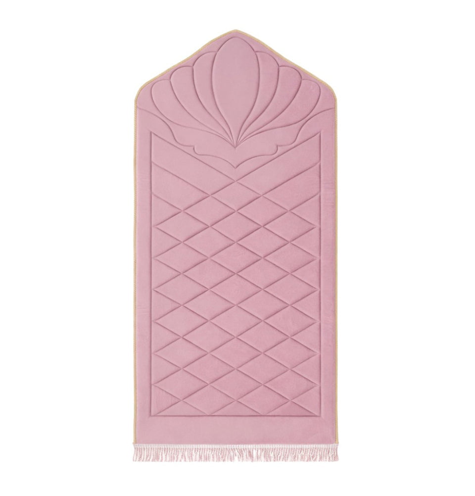 Quilted Foldable Foam Velvet Prayer Rug Safaa - Rose Pink