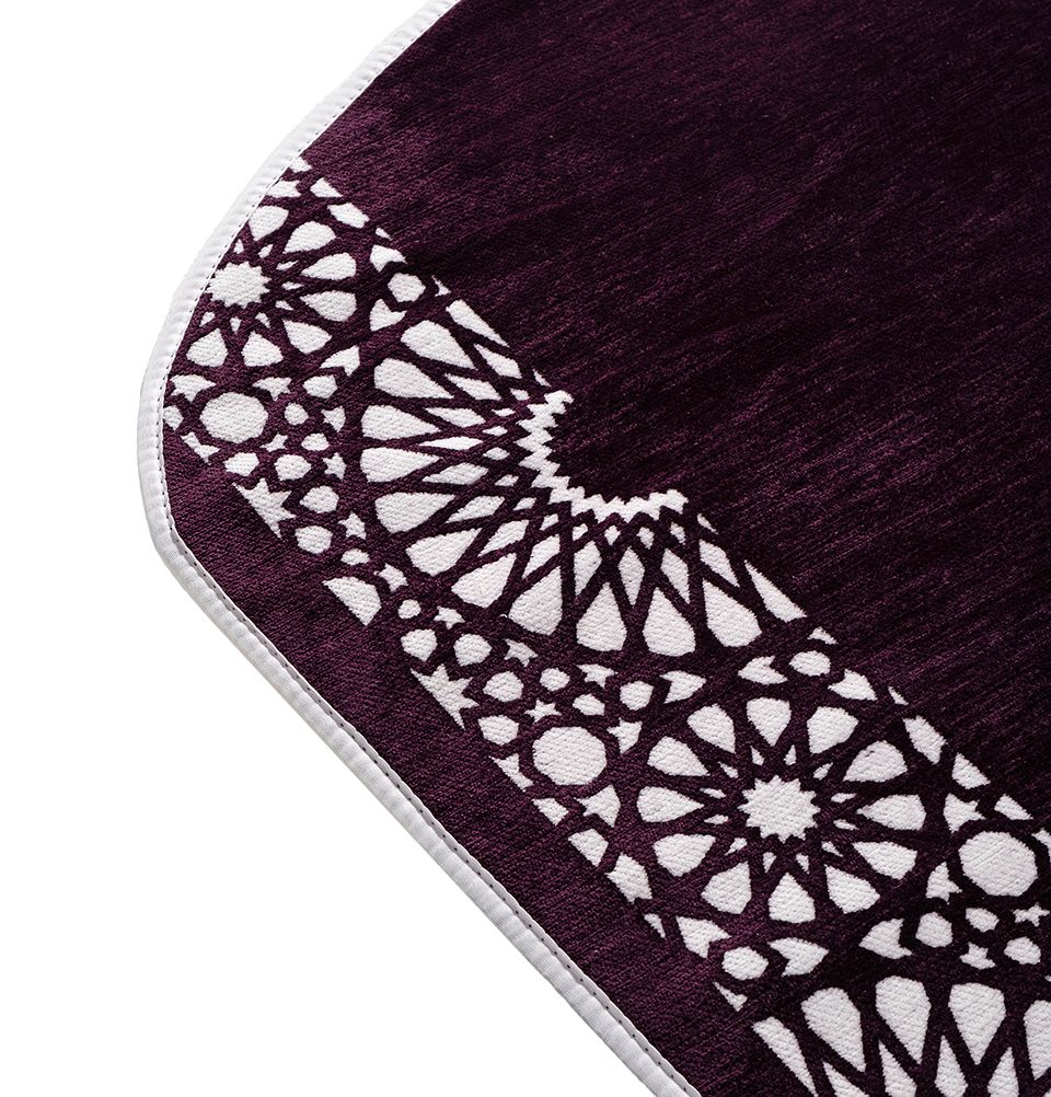 Modefa Purple Chenille Foam Prayer Rug - Mustaqim Purple