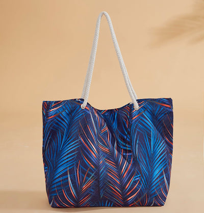 Modefa Purses Tote Beach Bag - C2305 Leafy Blue & Red