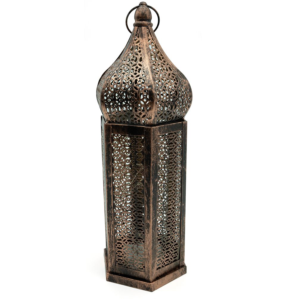Islamic Holiday Decor | Moroccan Wind Lantern 13in - Bronze