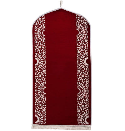 Modefa Red Chenille Foam Prayer Rug - Mustaqim Red
