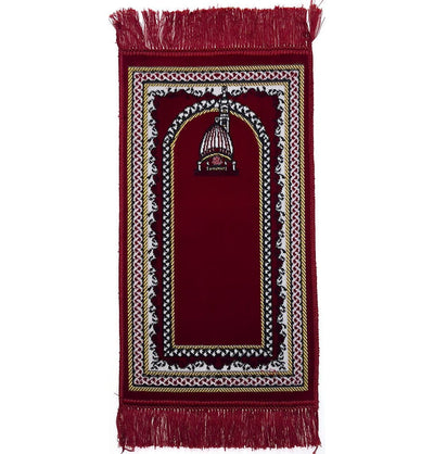 Modefa Red Child Velvet Islamic Prayer Rug - Mosque Dome MSQ1 Red