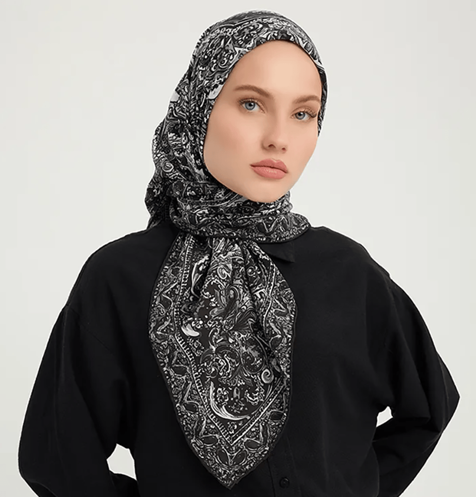 Vierra Viscose Square Hijab - Eternal Palace - Black