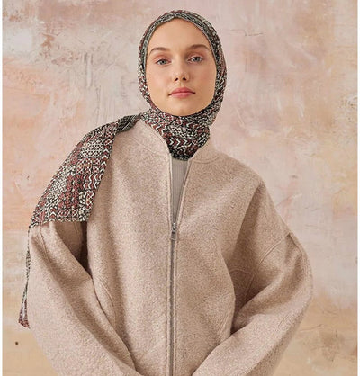 Modefa Shawl Dark Brown Abstract Crinkle Cotton Hijab Shawl - Dark Brown