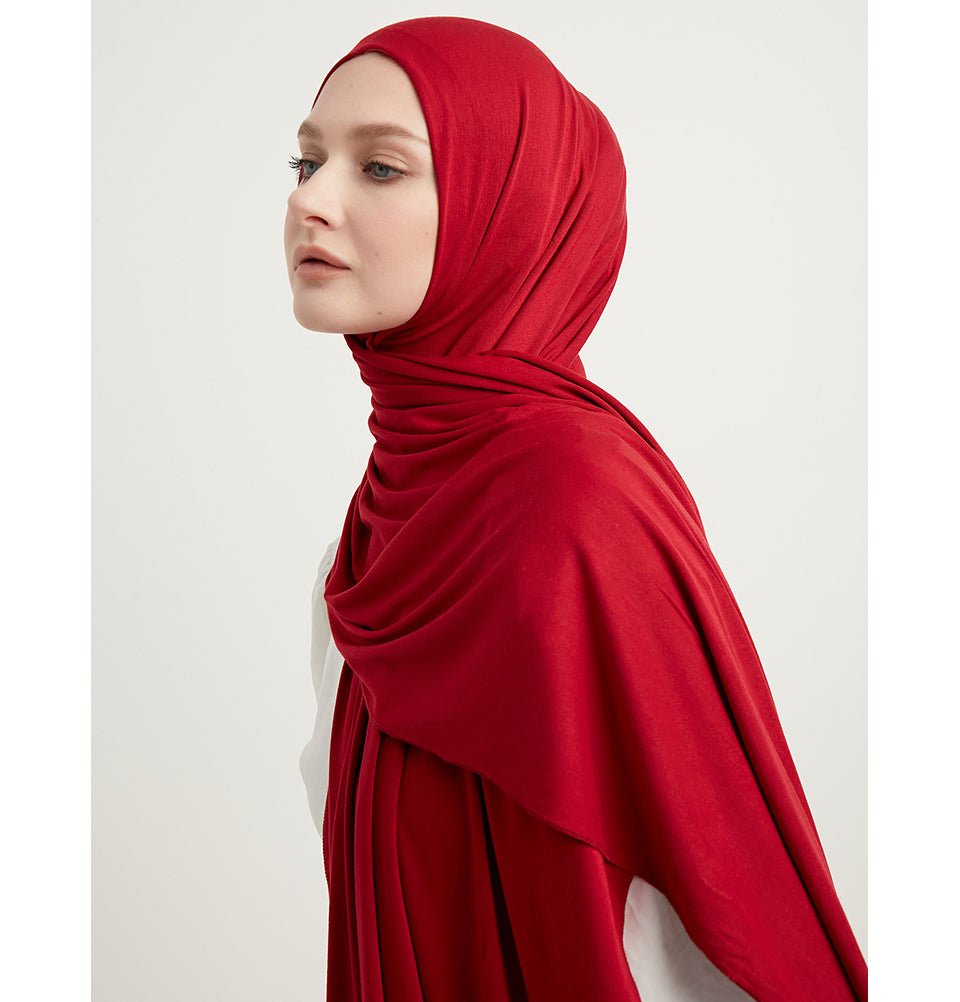 Modefa Shawl Dark Red Modefa Premium Jersey Hijab Shawl - Dark Red
