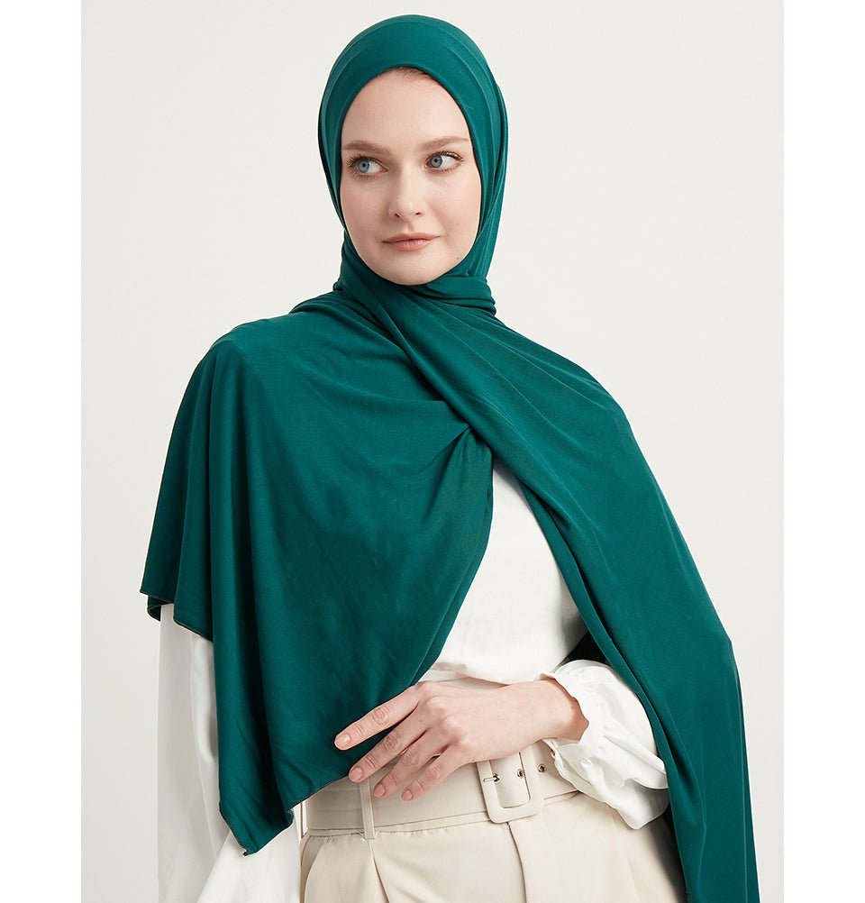 Modefa Premium Jersey Hijab Shawl Emerald Green - Main Image