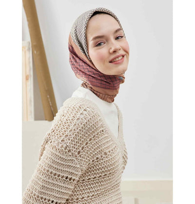Modefa Shawl Lyra Rose Patterned Viscose Cotton Square Hijab - Lyra Rose