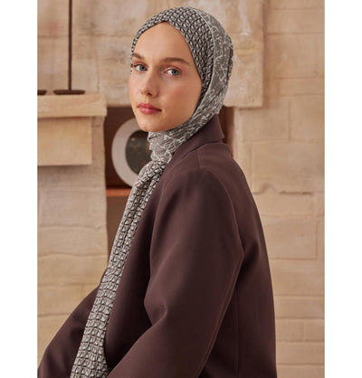 Modefa Shawl Mink Mixed Pattern Crinkle Cotton Hijab Shawl - Mink