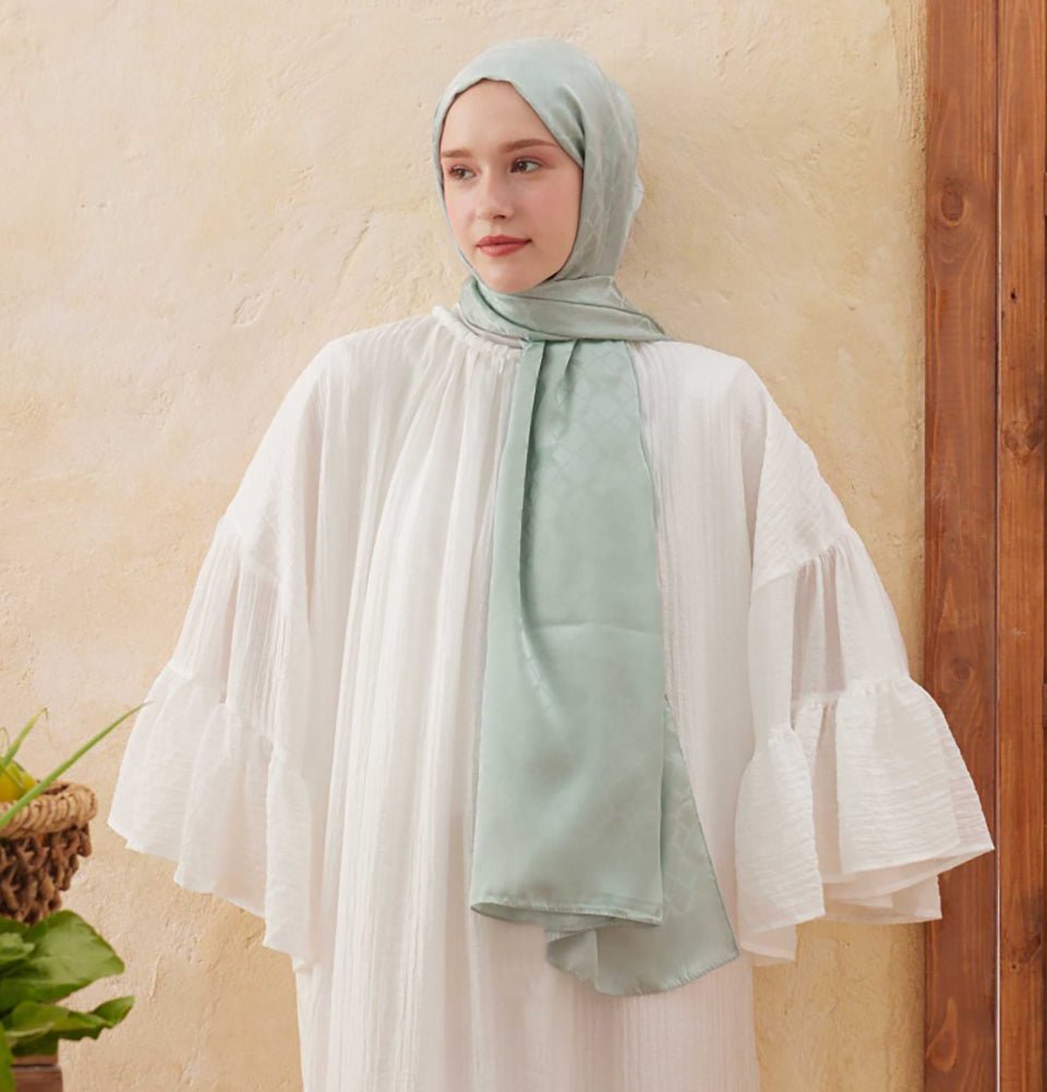 Diamond Jacquard Satin Hijab Shawl - Mint Green Diamond Jacquard Satin Hijab Shawl - Mint Green