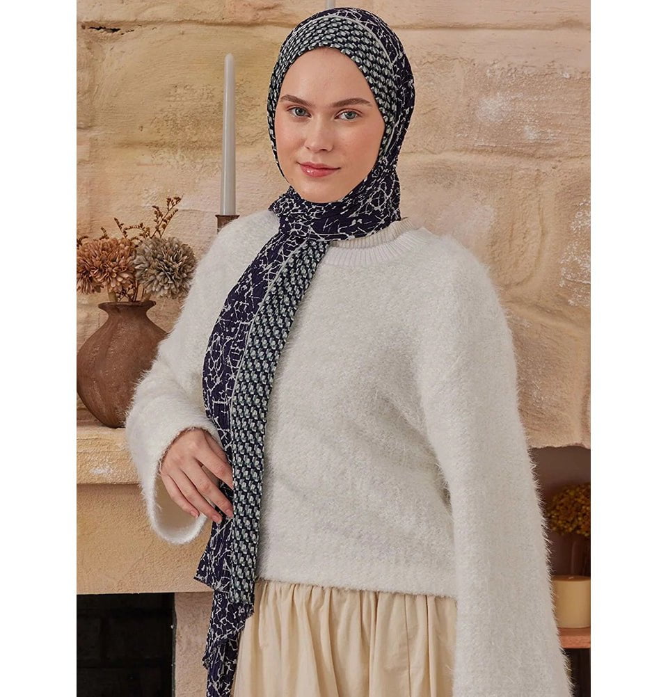 Modal Silk Blend Bohemian Breeze Nordic Shawl Hijab - Green main image 0