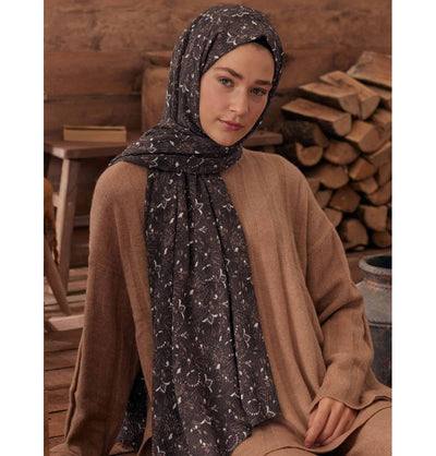 Modefa Shawl Purple Paisley Crinkle Cotton Hijab Shawl - Purple