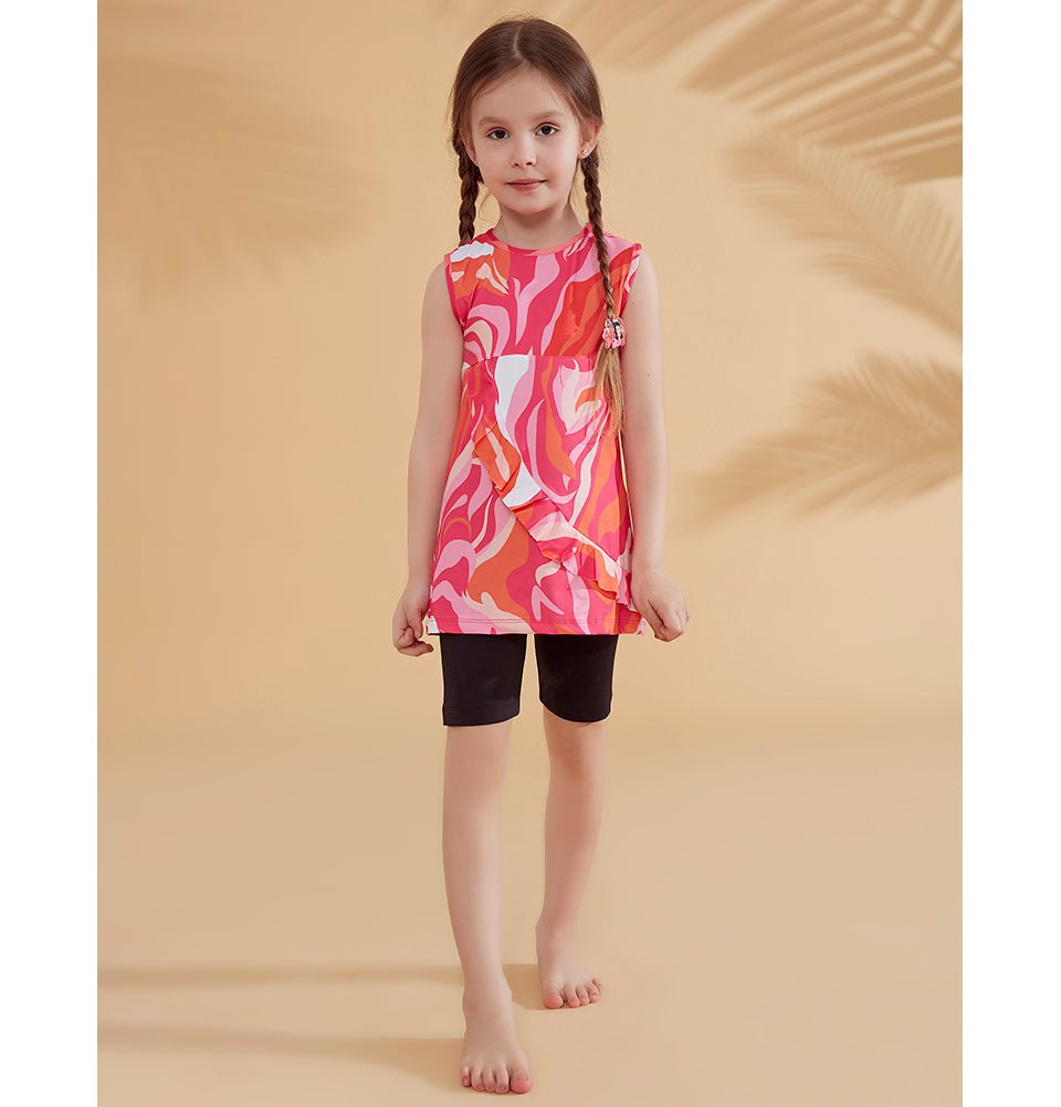 Modefa Swimsuit Kid's Modest Swimsuit - K2322 Retro Pink