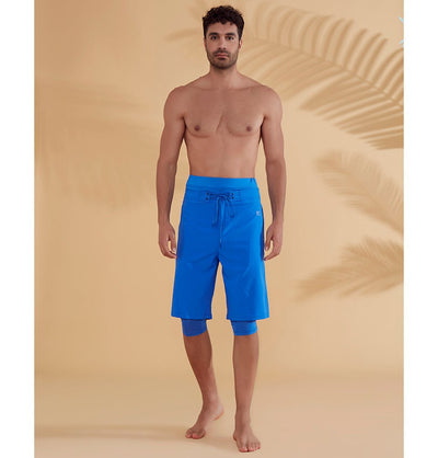 Modefa Swimsuit Men's Modest Swim Shorts - S2352 Simple Blue
