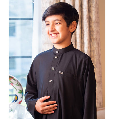 Modefa Thobe Boy's Full Length Long Sleeve Islamic Thobe - 110 Black