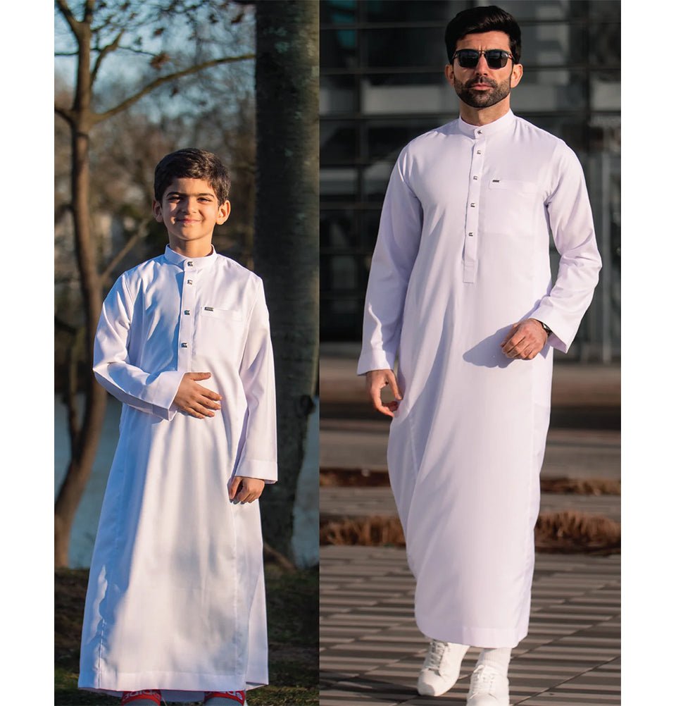 Modefa Thobe Boy's Full Length Long Sleeve Islamic Thobe - 110 White