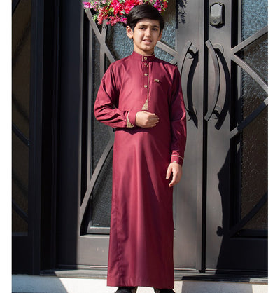 Modefa Thobe Boy's Full Length Long Sleeve Islamic Thobe - 114 Maroon
