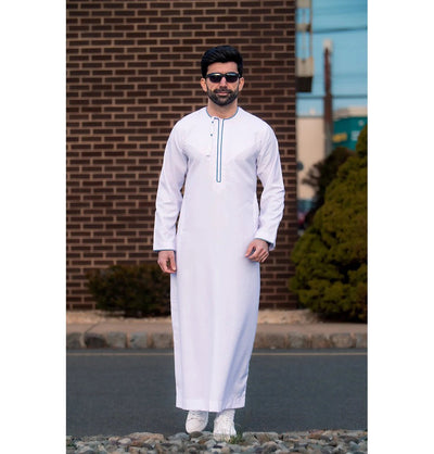 Modefa Thobe Men's Casual Full Length Islamic Thobe Emirati 506 White