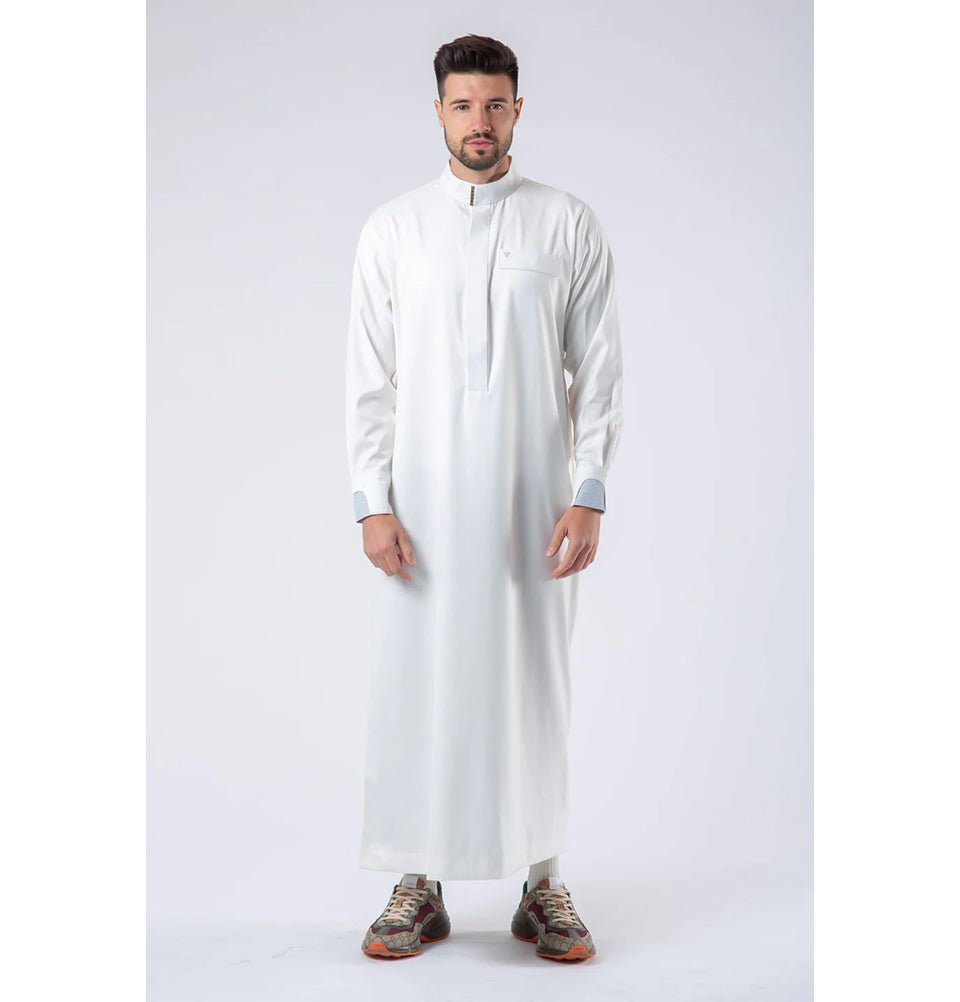 Men's Casual Full Length Islamic Thobe LW23025 Prestige White
