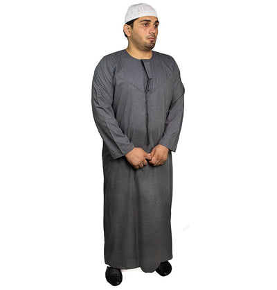 Modefa Thobe Men's Casual Full Length Islamic Thobe Yemeni Grey