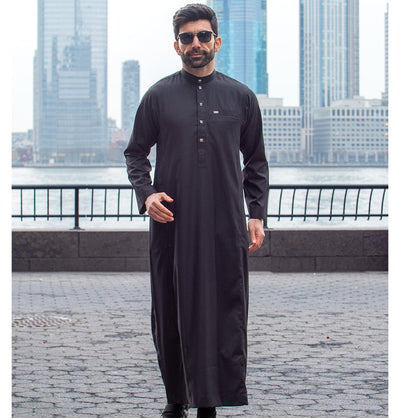 Modefa Thobe Men's Full Length Islamic Thobe 110 Standard Black
