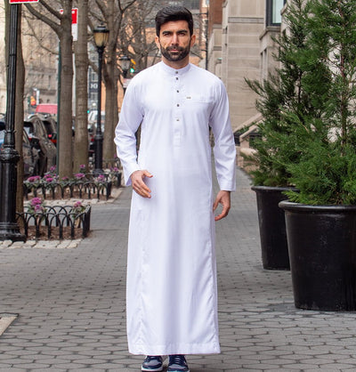 Modefa Thobe Men's Full Length Islamic Thobe 110 Standard White