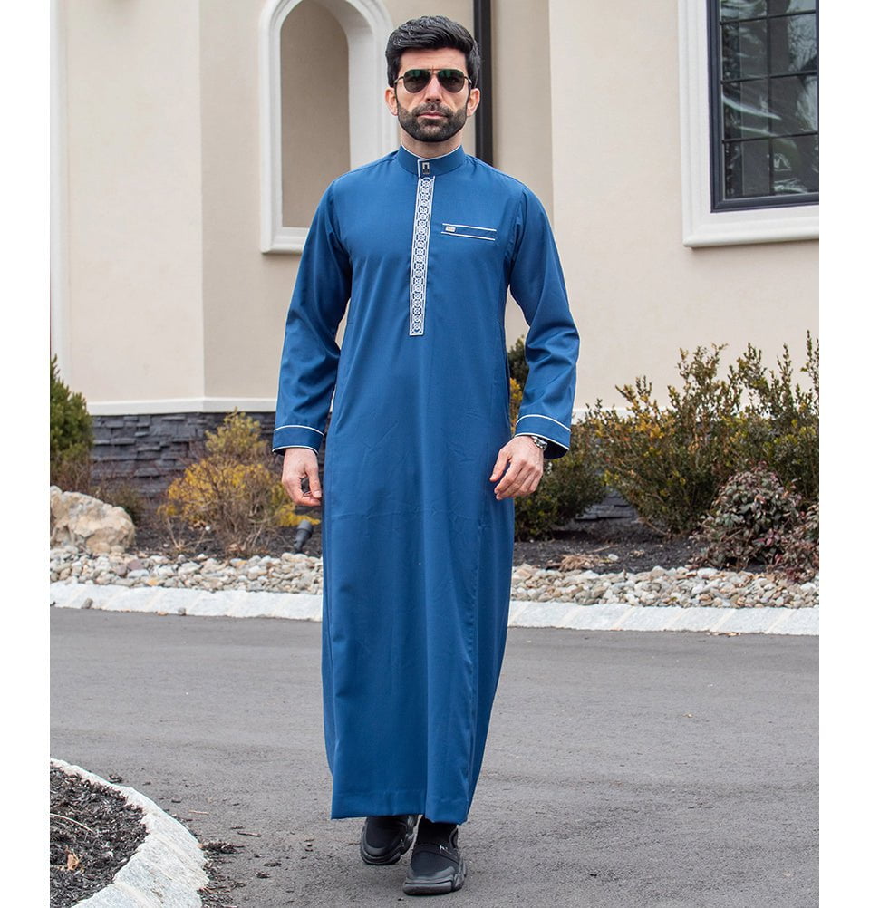 Men's Full Length Islamic Thobe 111 Classy Blue Men's Full Length Islamic Thobe 111 Classy Blue