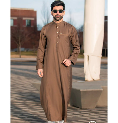 Modefa Thobe Men's Full Length Islamic Thobe 509 Standard Brown