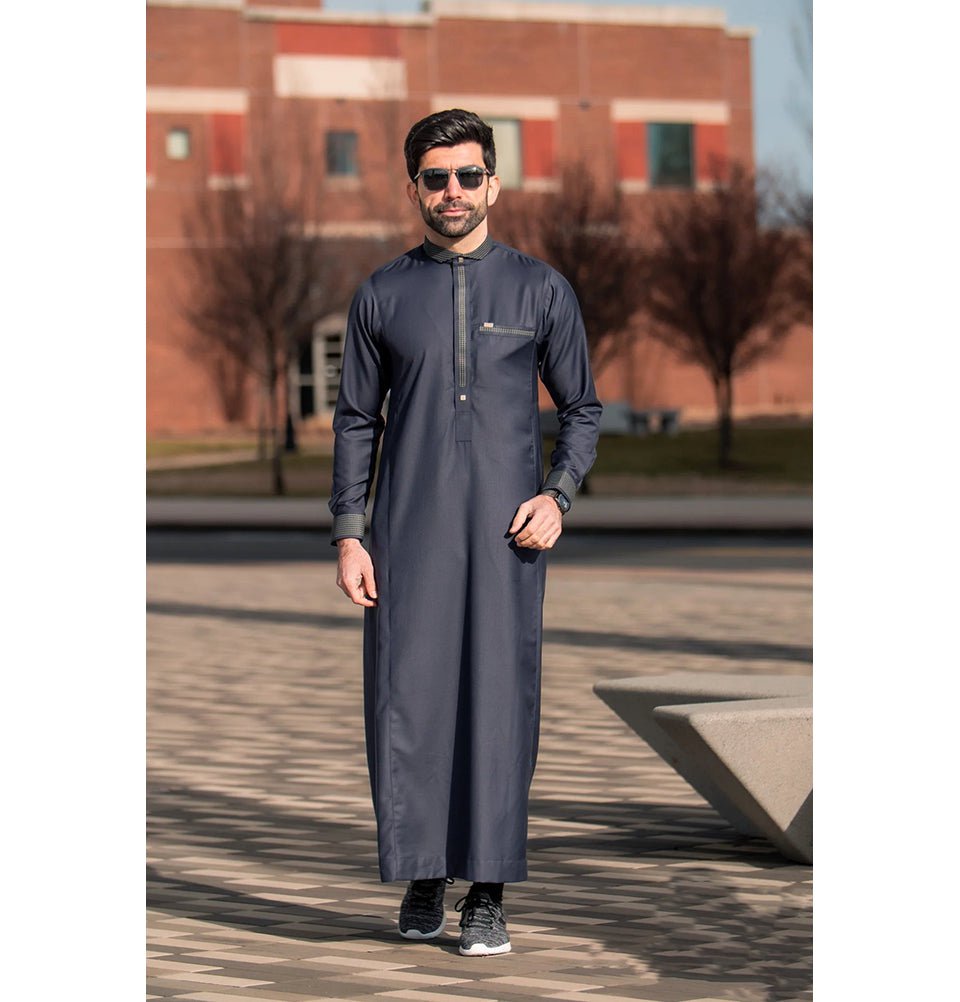 Men's Full Length Islamic Thobe Classy Casual 504 Navy