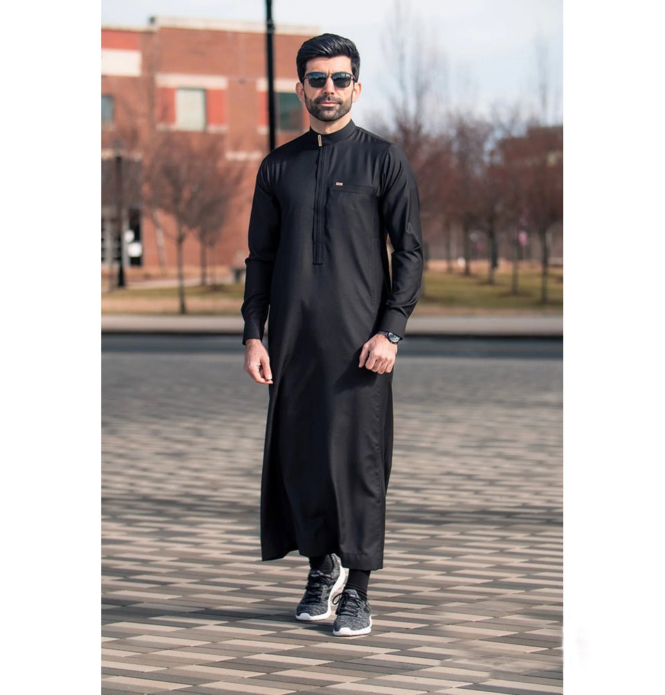 Men's Full Length Islamic Thobe Elite 507 Black Men's Full Length Islamic Thobe Elite 507 Black