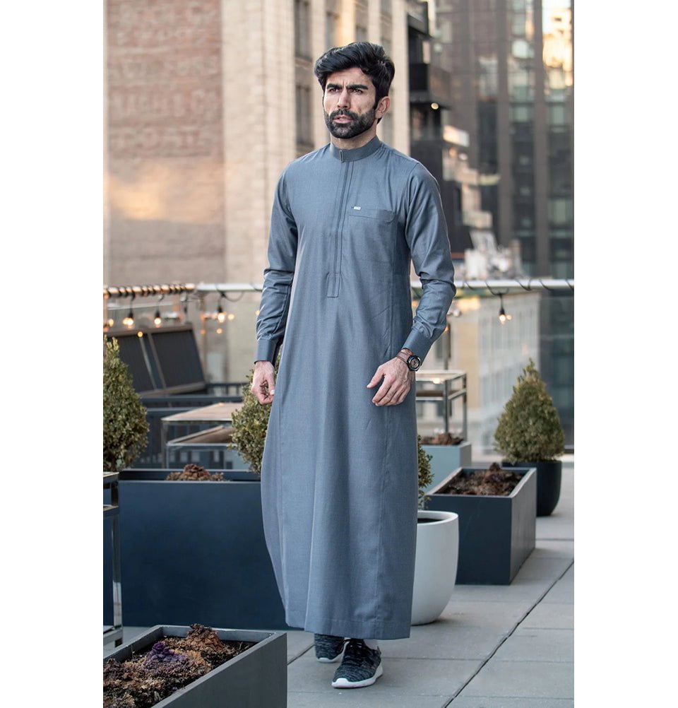 Men's Full Length Islamic Thobe Elite 507 Gray