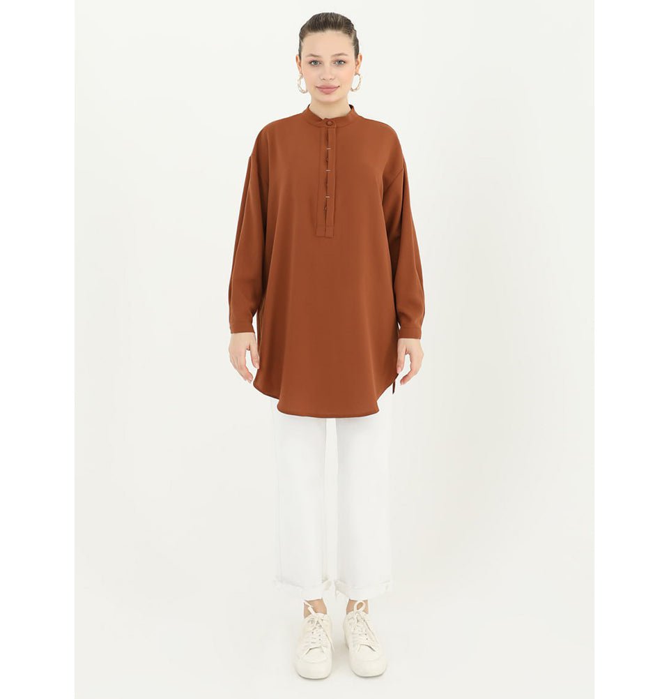 Modest Muslim Woman's Posh Tunic 10429 - Brown