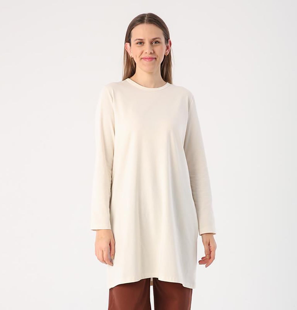 long sleeve dress tunic Modest Muslim Women's Cotton Long Sleeve Shirt