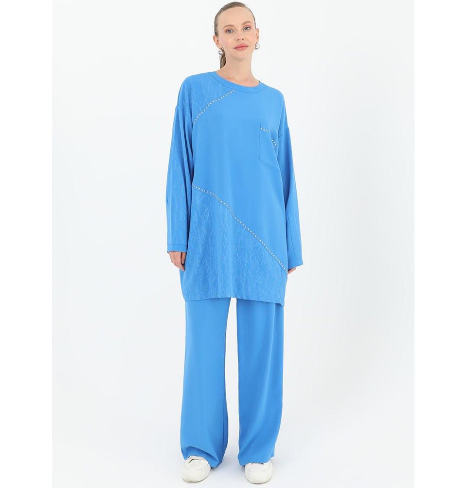 トップス Andequal drawstring tie tunic BLUE トップス Andequal drawstring tie tunic BLUE Azure Blue