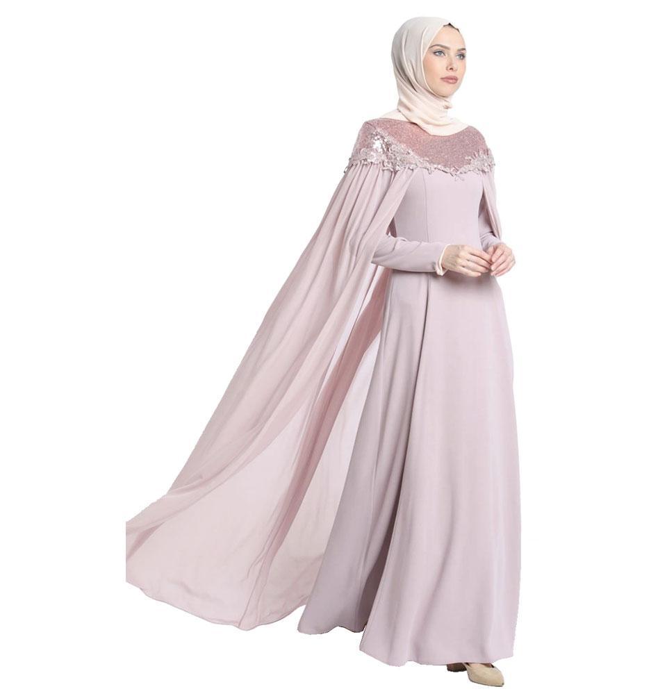 Abaci Modest Formal Cape Dress 13165 Pink - Main Image