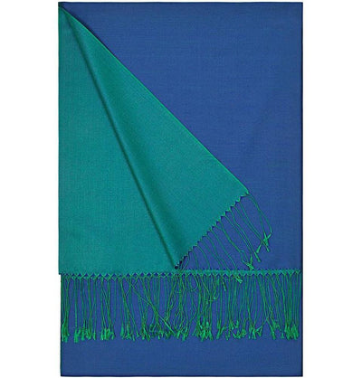 Aker Double-Sided Silk Hijab Shawl #353 - Blue / Green