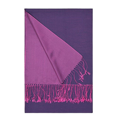 Aker Shawl Aker Double-Sided Silk Shawl #390 Fuchsia / Purple - Modefa 